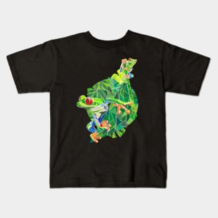 Leaping green frogs Kids T-Shirt